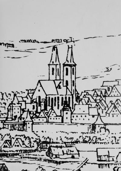 historische Ansicht der Kirchtürme St. Jakobi Kirche Oelsnitz/Vogtland
