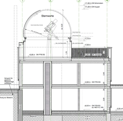 Einladung für AstroTeam: Ausschnitt Bauzeichnung der Sternwarte