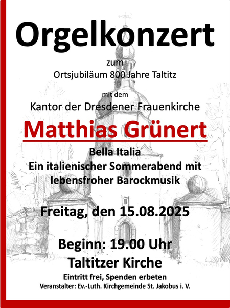 plakat orgelkonzert mit Matthias Grünert
