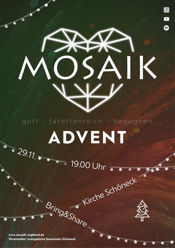 MOSAIK brennt die 1. Kerze an > Sa 29. Nov in der Schönecker Kirche