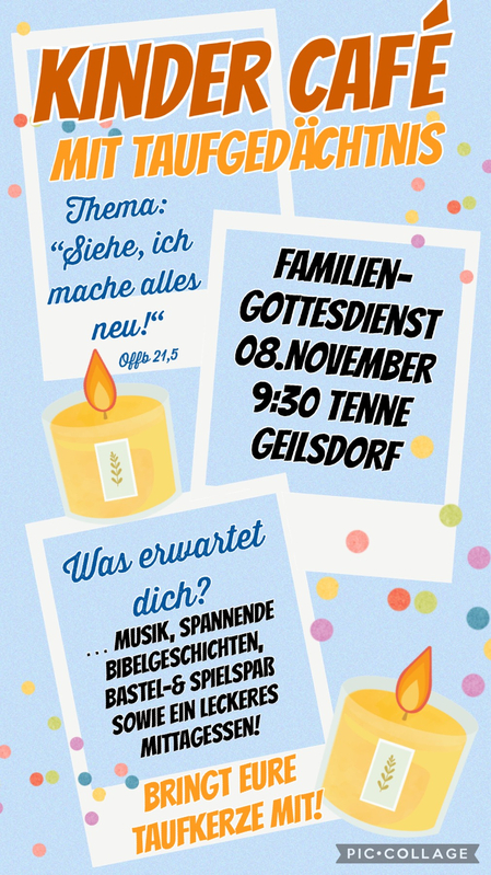 "Kindercafé mit Taufgedächtnis" - Familiengottesdienst am 8. November in Geilsdorf