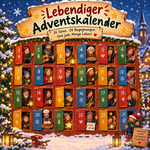 Adventskalendermit 24 T&uuml;rchen, aus denen &uuml;berall verschiedene Menschen rausschauen : "Lebender Adventskalender"